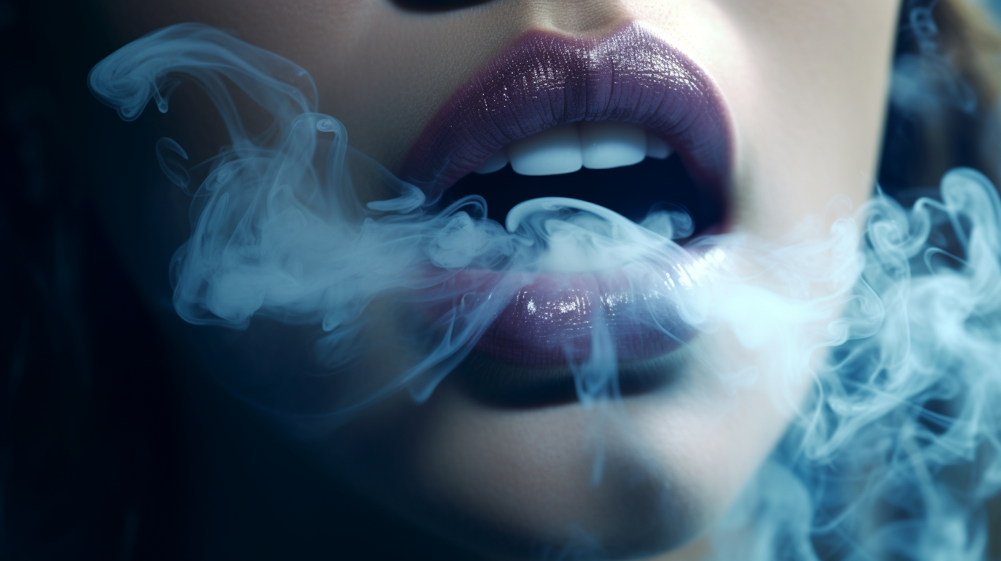 woman blowing smoke out of her mouth